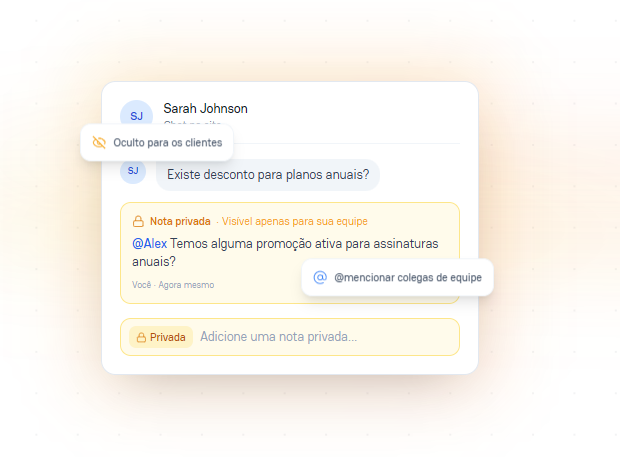 MultiAtend notas privadas na conversa para colaboração interna da equipe
